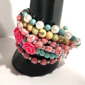 Colorful Beaded Stretch Bracelets Whimsical Monkeys Spiders Turtles Roses & More